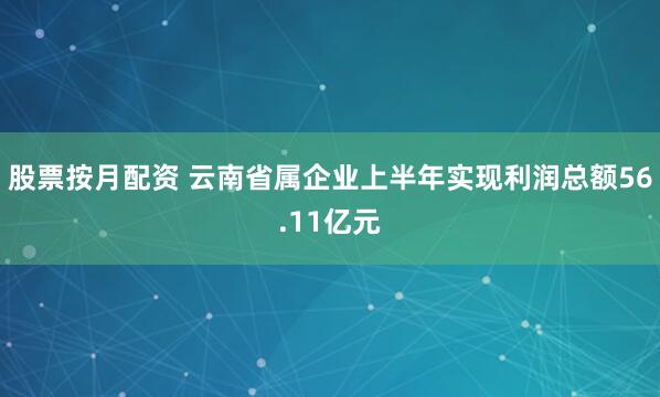 股票按月配资 云南省属企业上半年实现利润总额56.11亿元