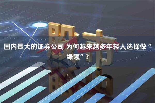 国内最大的证券公司 为何越来越多年轻人选择做“绿领”？